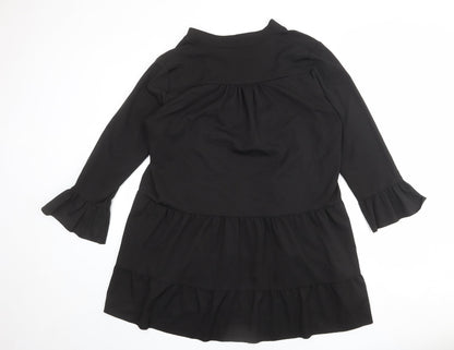 Cameo Rose Womens Black Polyester A-Line Size 12 V-Neck Pullover