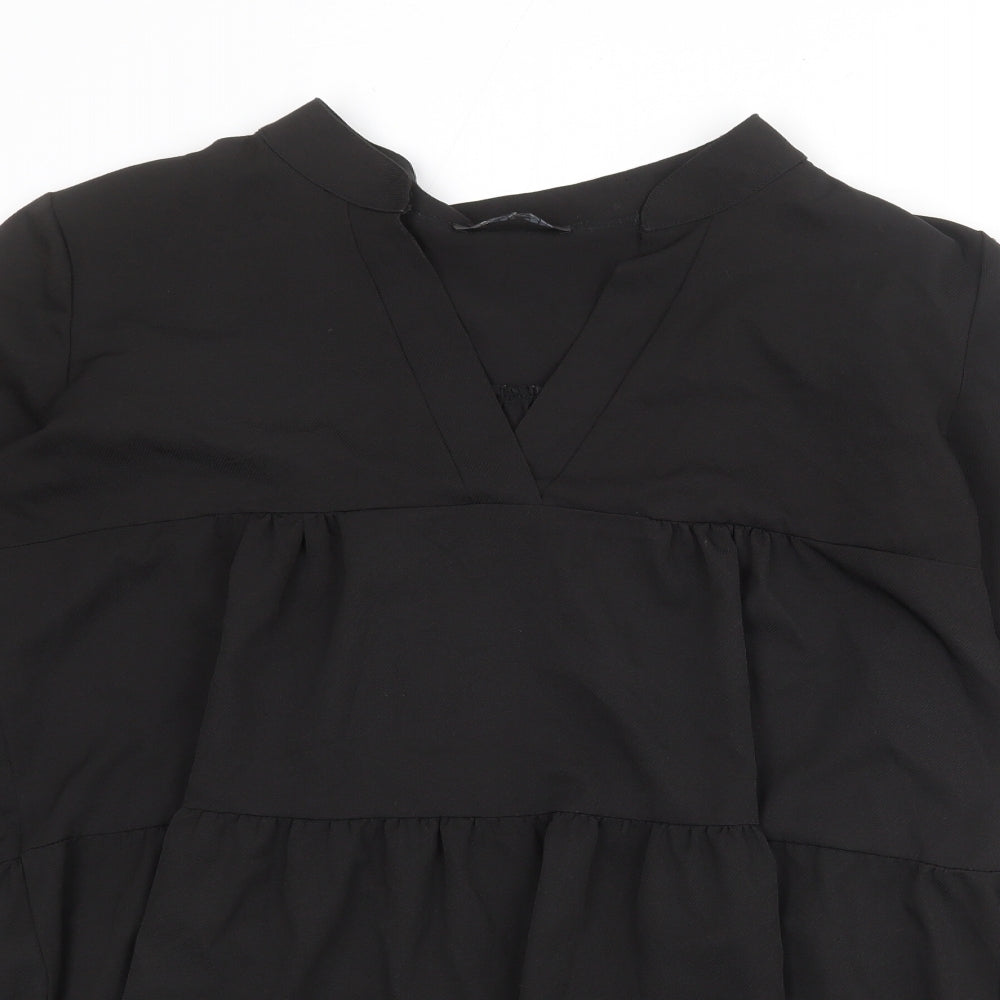 Cameo Rose Womens Black Polyester A-Line Size 12 V-Neck Pullover