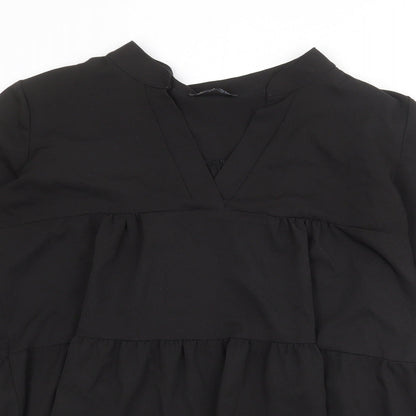 Cameo Rose Womens Black Polyester A-Line Size 12 V-Neck Pullover