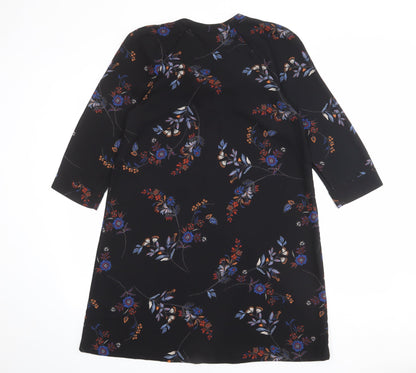 H&M Womens Black Geometric Polyester A-Line Size 10 Round Neck Tie