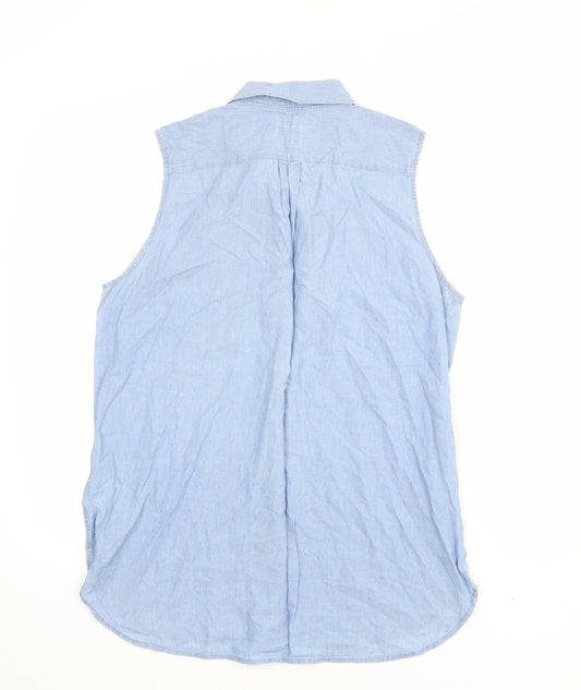 Womens UK Size S Gap Blue Basic Button-Up