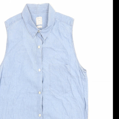Womens UK Size S Gap Blue Basic Button-Up
