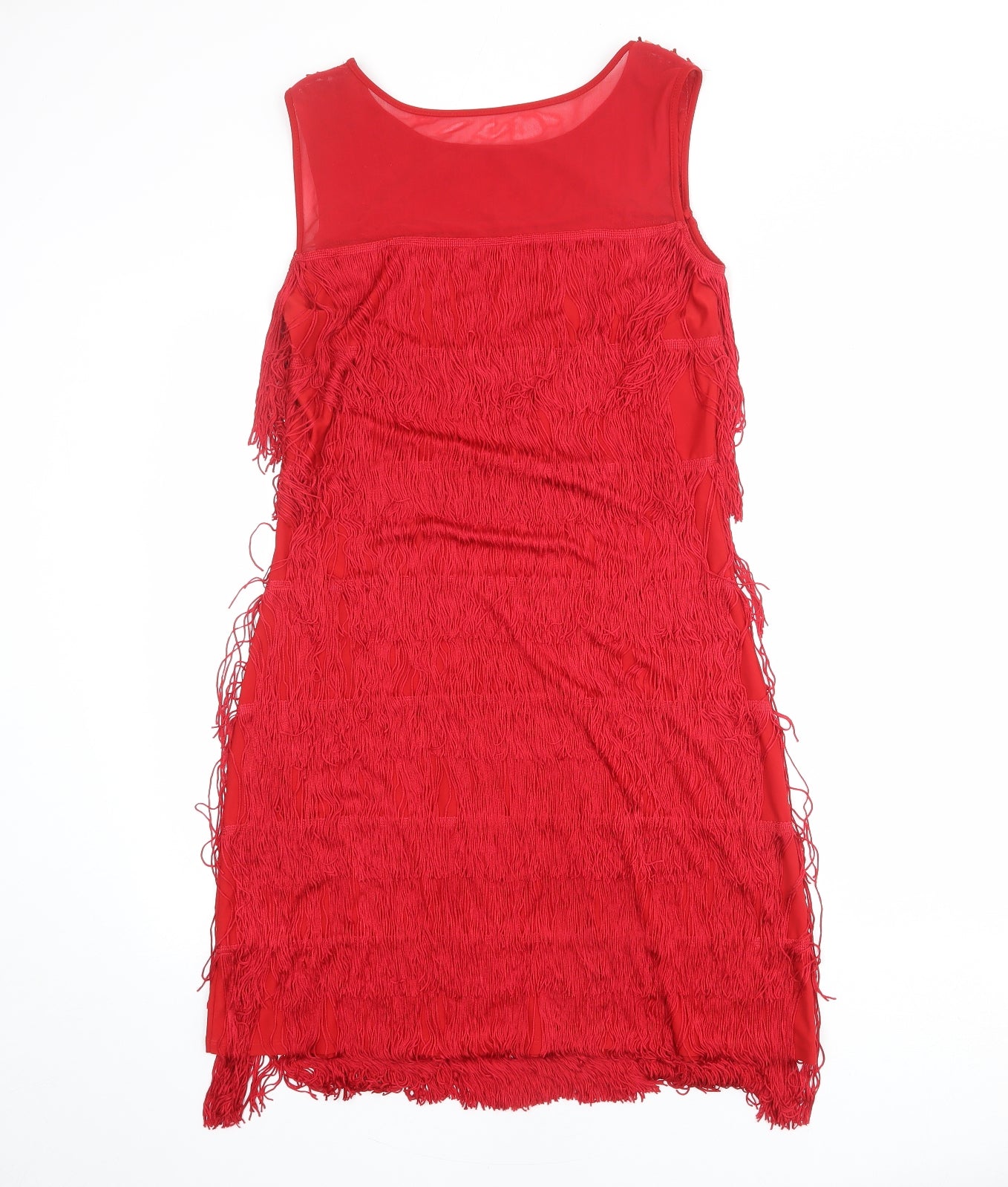 Roman Womens Red Polyester Tank Dress Size 10 Round Neck Pullover