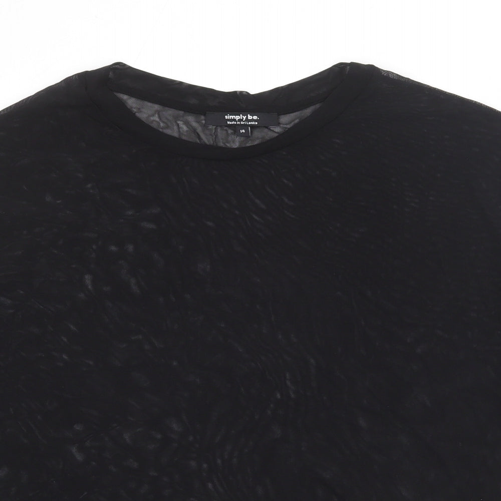 Womens UK Size 14 Simply Be Black Basic T-Shirt