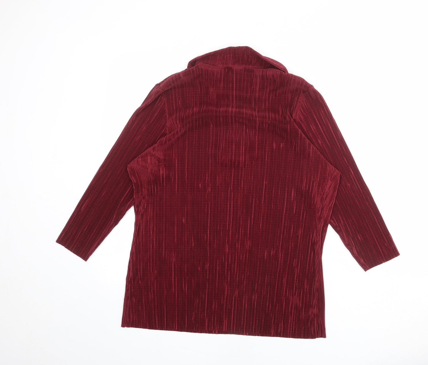 Amber Womens Red Polyester Basic T-Shirt Size 22 Collared