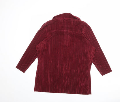 Amber Womens Red Polyester Basic T-Shirt Size 22 Collared