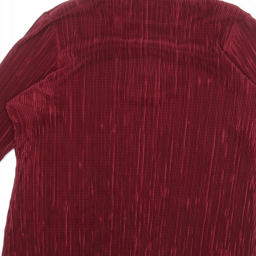 Amber Womens Red Polyester Basic T-Shirt Size 22 Collared