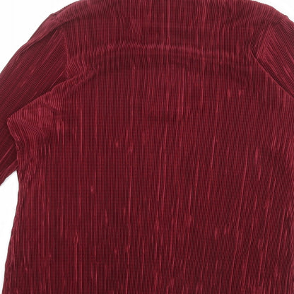 Amber Womens Red Polyester Basic T-Shirt Size 22 Collared