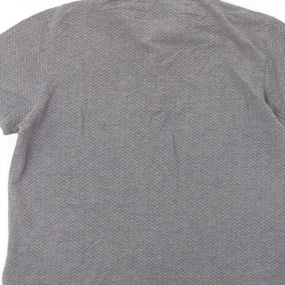 Silver Eight Mens Grey Geometric Cotton Polo Size M Collared Button