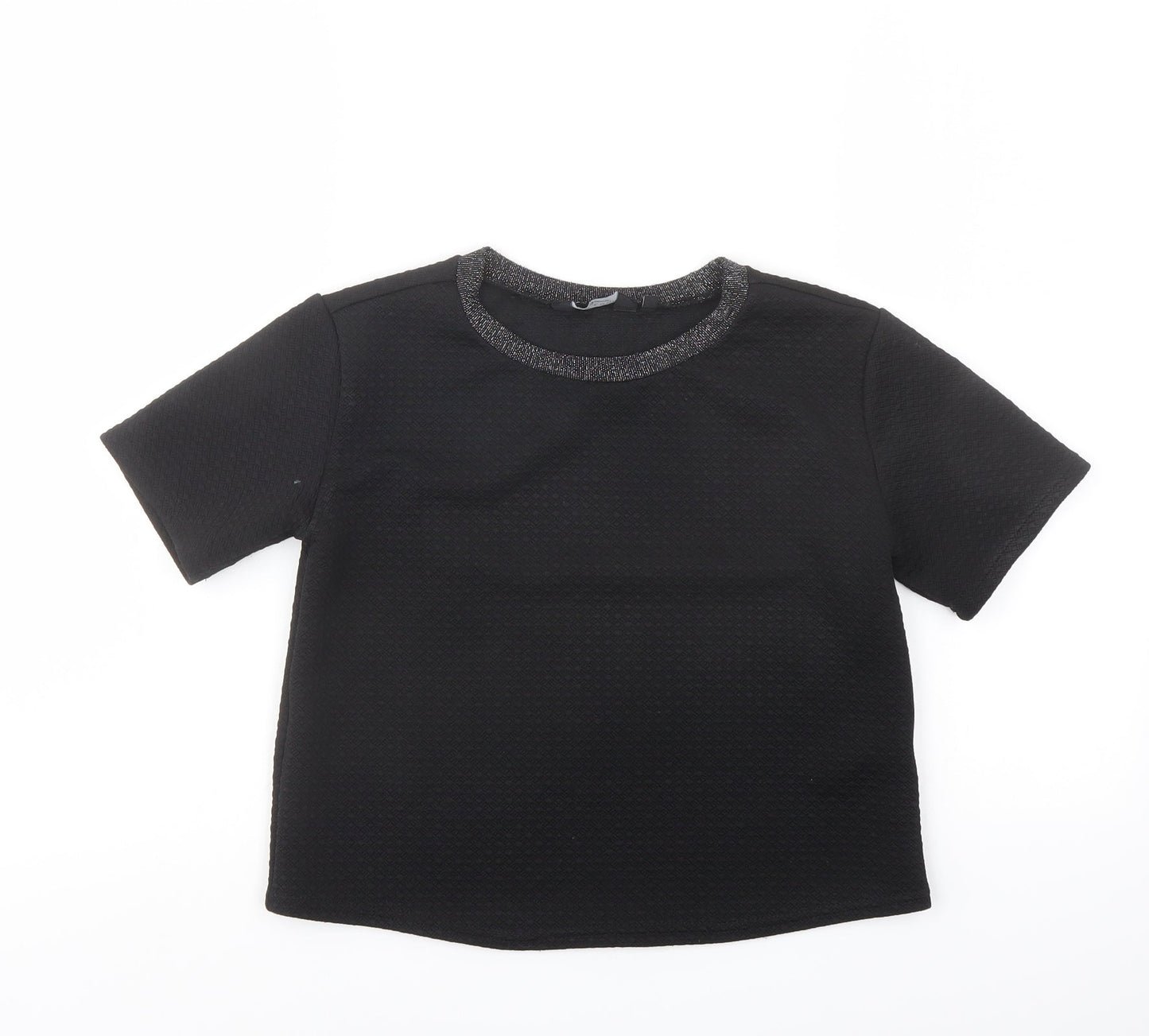New Look Girls Black Polyester Pullover T-Shirt Size 12-13 Years Crew Neck Pullover - Neckline Detail