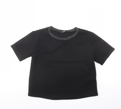 New Look Girls Black Polyester Pullover T-Shirt Size 12-13 Years Crew Neck Pullover - Neckline Detail