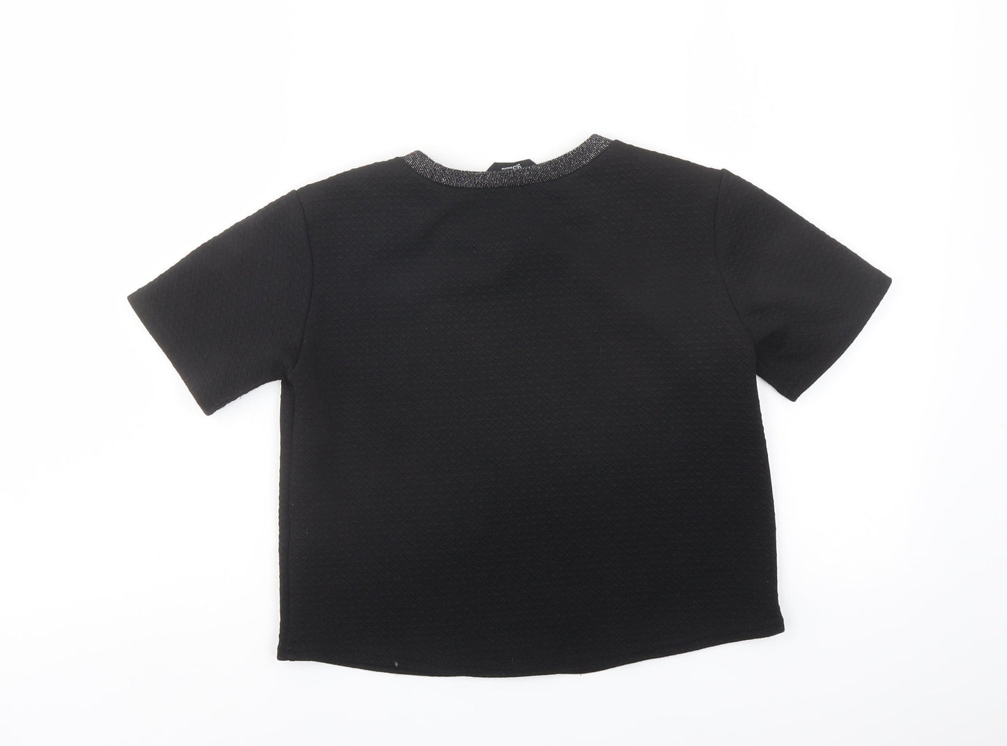 New Look Girls Black Polyester Pullover T-Shirt Size 12-13 Years Crew Neck Pullover - Neckline Detail