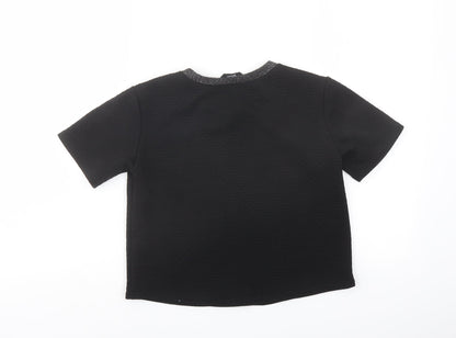 New Look Girls Black Polyester Pullover T-Shirt Size 12-13 Years Crew Neck Pullover - Neckline Detail