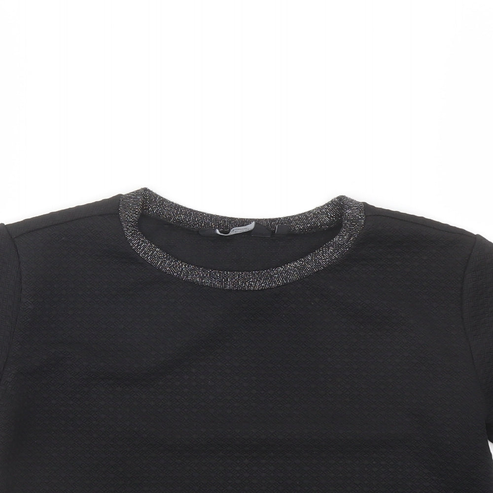 New Look Girls Black Polyester Pullover T-Shirt Size 12-13 Years Crew Neck Pullover - Neckline Detail