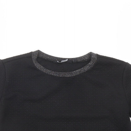 New Look Girls Black Polyester Pullover T-Shirt Size 12-13 Years Crew Neck Pullover - Neckline Detail