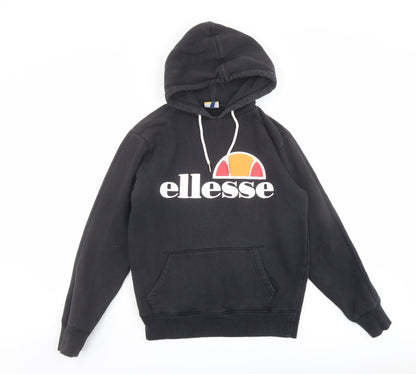 ellesse Womens Black Cotton Pullover Hoodie Size S Pullover - Ellesse Logo Drawstring Pocket