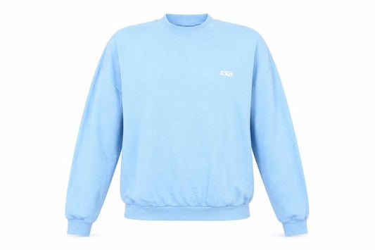 Front view of ASOS women’s blue cotton pullover sweatshirt, size UK 8, pullover