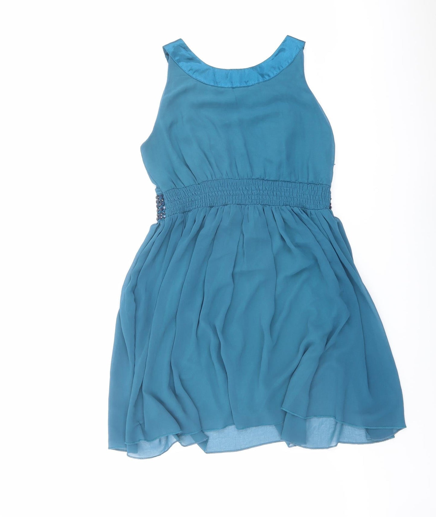 Lovestruck Womens Blue Polyester A-Line Size S Round Neck Zip