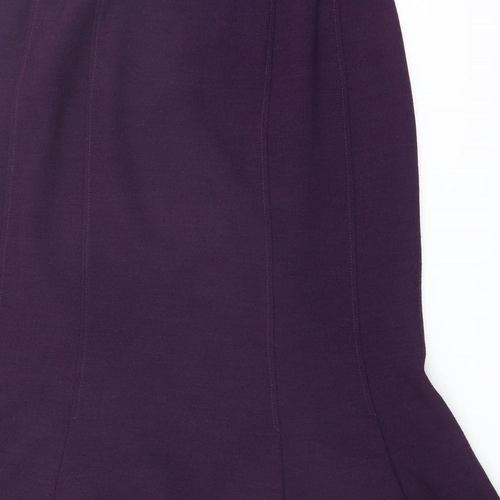 Lucinda Womens Purple Polyester Swing Skirt Size 12 Zip