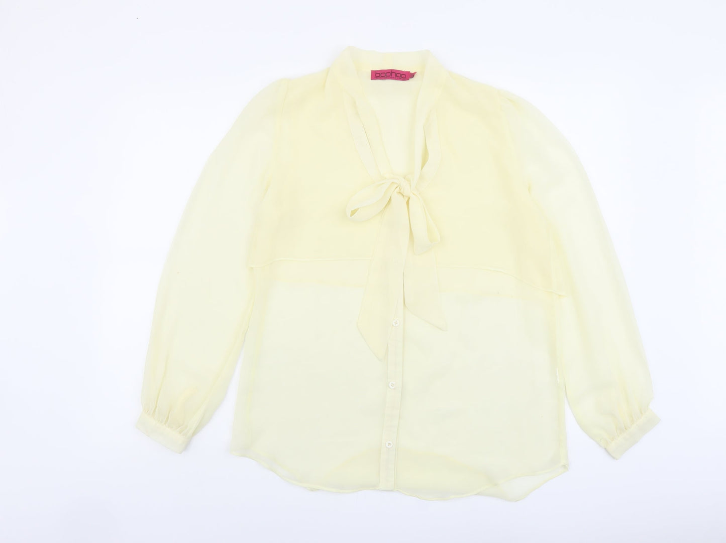 Boohoo Womens Ivory Polyester Basic Blouse Size 8 V-Neck