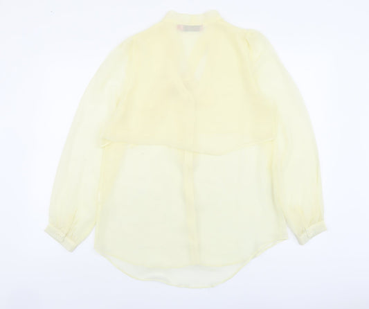 Boohoo Womens Ivory Polyester Basic Blouse Size 8 V-Neck