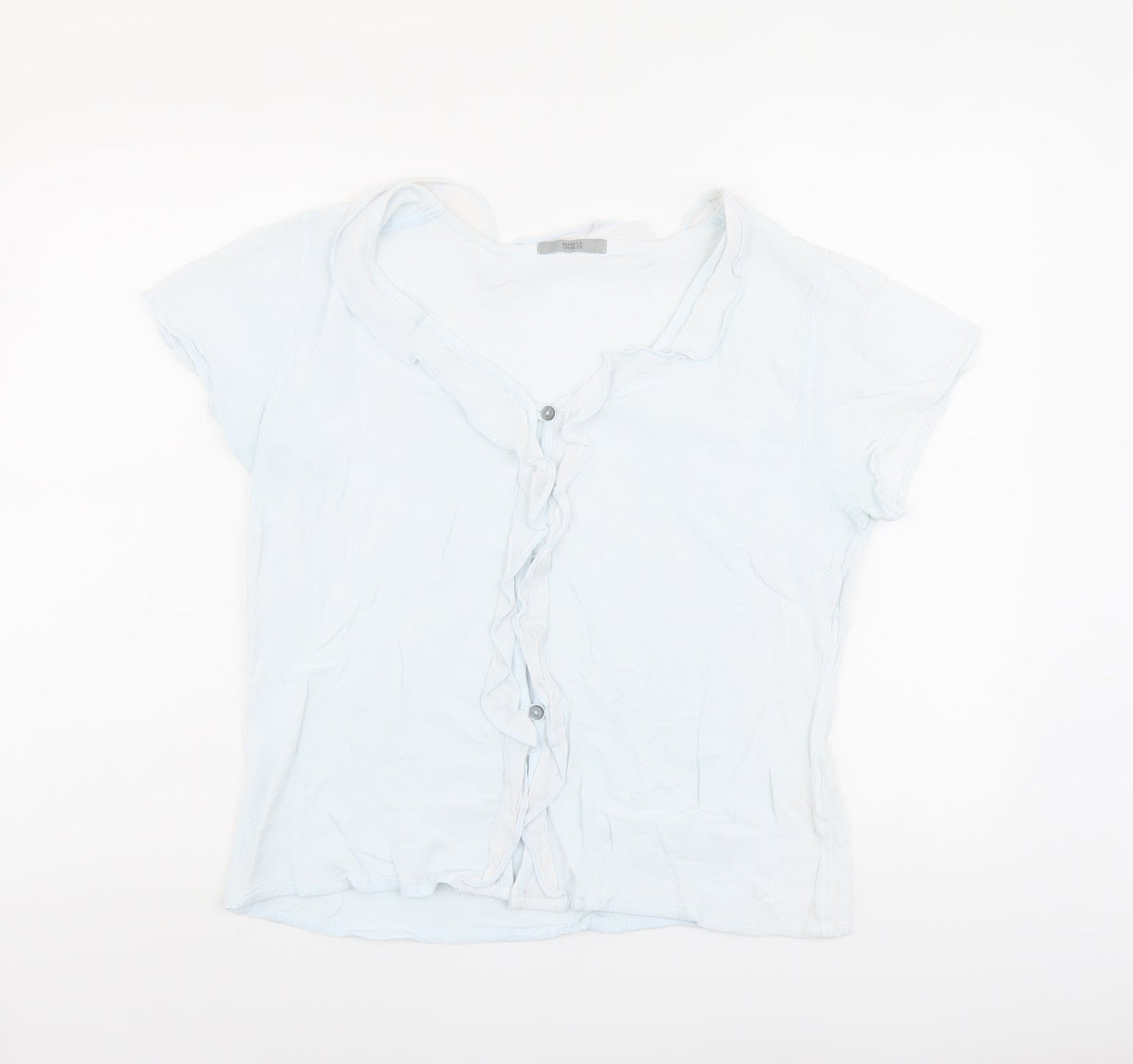 Womens UK Size 16 Marks and Spencer Blue Basic Button-Up
