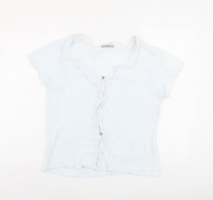 Womens UK Size 16 Marks and Spencer Blue Basic Button-Up