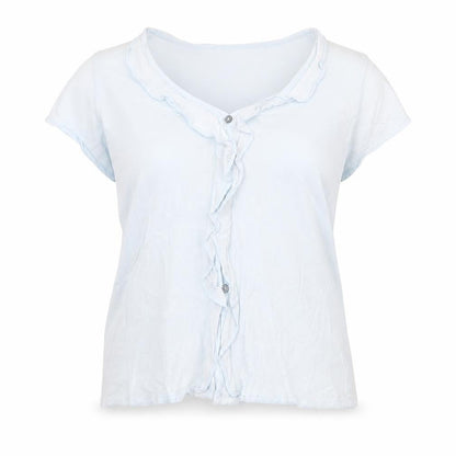 Womens UK Size 16 Marks and Spencer Blue Basic Button-Up