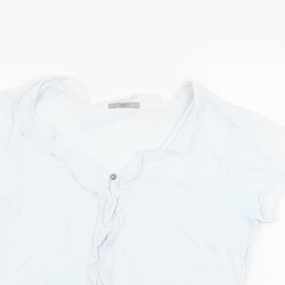 Womens UK Size 16 Marks and Spencer Blue Basic Button-Up