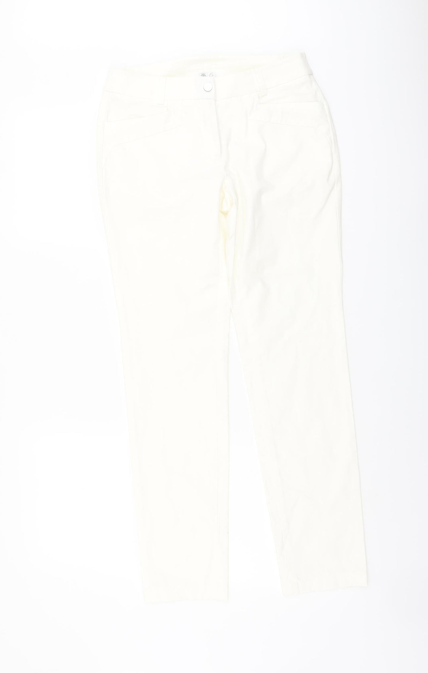 Descente Womens Ivory Cotton Straight Jeans Size 6 L29 in Regular Button