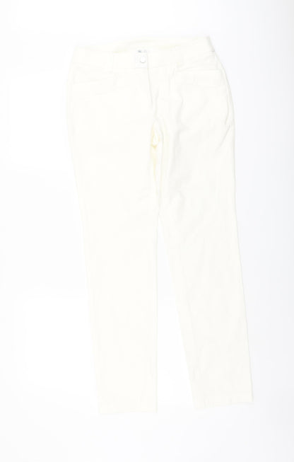 Descente Womens Ivory Cotton Straight Jeans Size 6 L29 in Regular Button