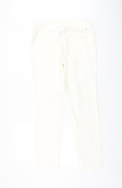 Descente Womens Ivory Cotton Straight Jeans Size 6 L29 in Regular Button
