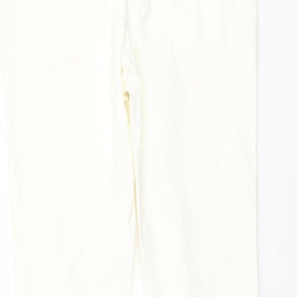 Descente Womens Ivory Cotton Straight Jeans Size 6 L29 in Regular Button