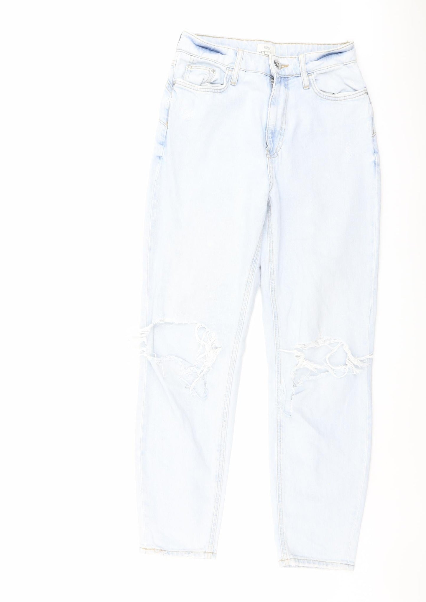 River Island Womens Blue Cotton Tapered Jeans Size 8 L27 in Regular Button