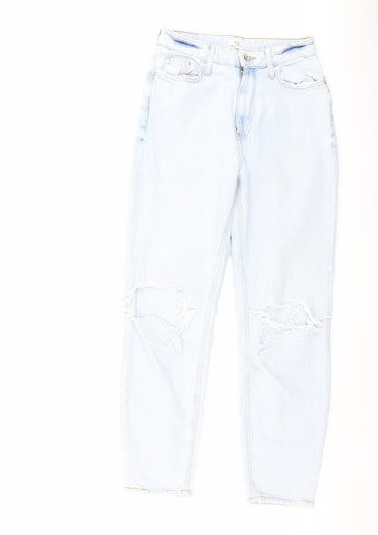 River Island Womens Blue Cotton Tapered Jeans Size 8 L27 in Regular Button