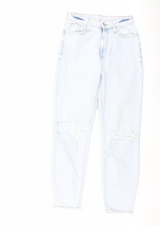 River Island Womens Blue Cotton Tapered Jeans Size 8 L27 in Regular Button