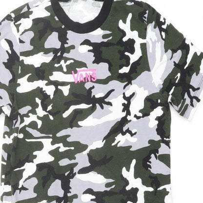 VANS Womens Multicoloured Camouflage Cotton T-Shirt Dress Size S Crew Neck Pullover