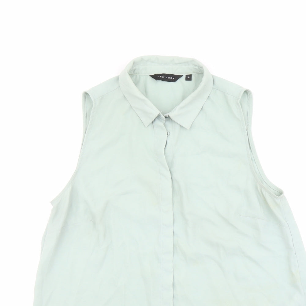 Womens UK Size 10 New Look Green Basic Button-Up