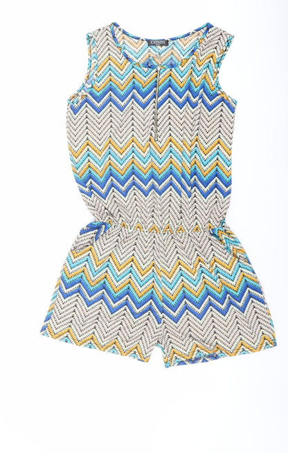 Conos Womens Multicoloured Geometric Polyester Playsuit One-Piece Size XL Zip - Size XL - XXL