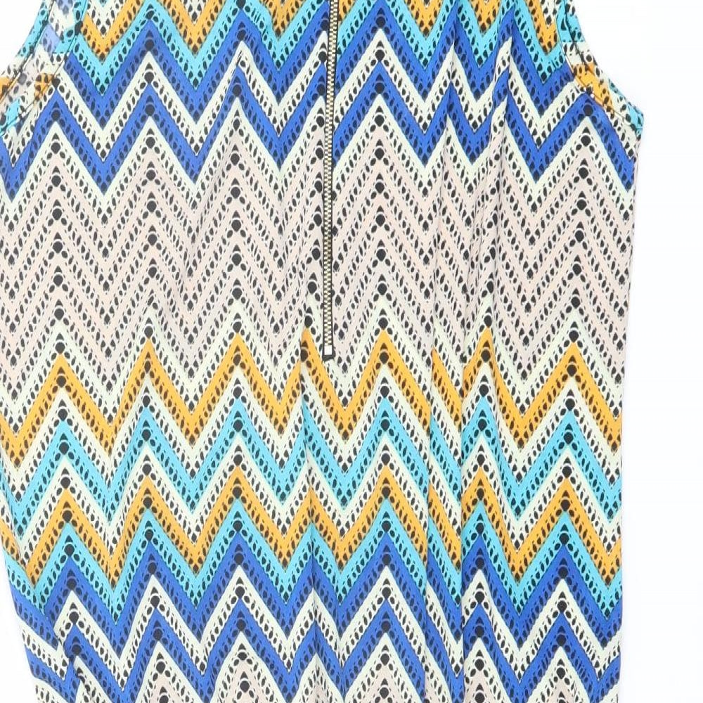 Conos Womens Multicoloured Geometric Polyester Playsuit One-Piece Size XL Zip - Size XL - XXL