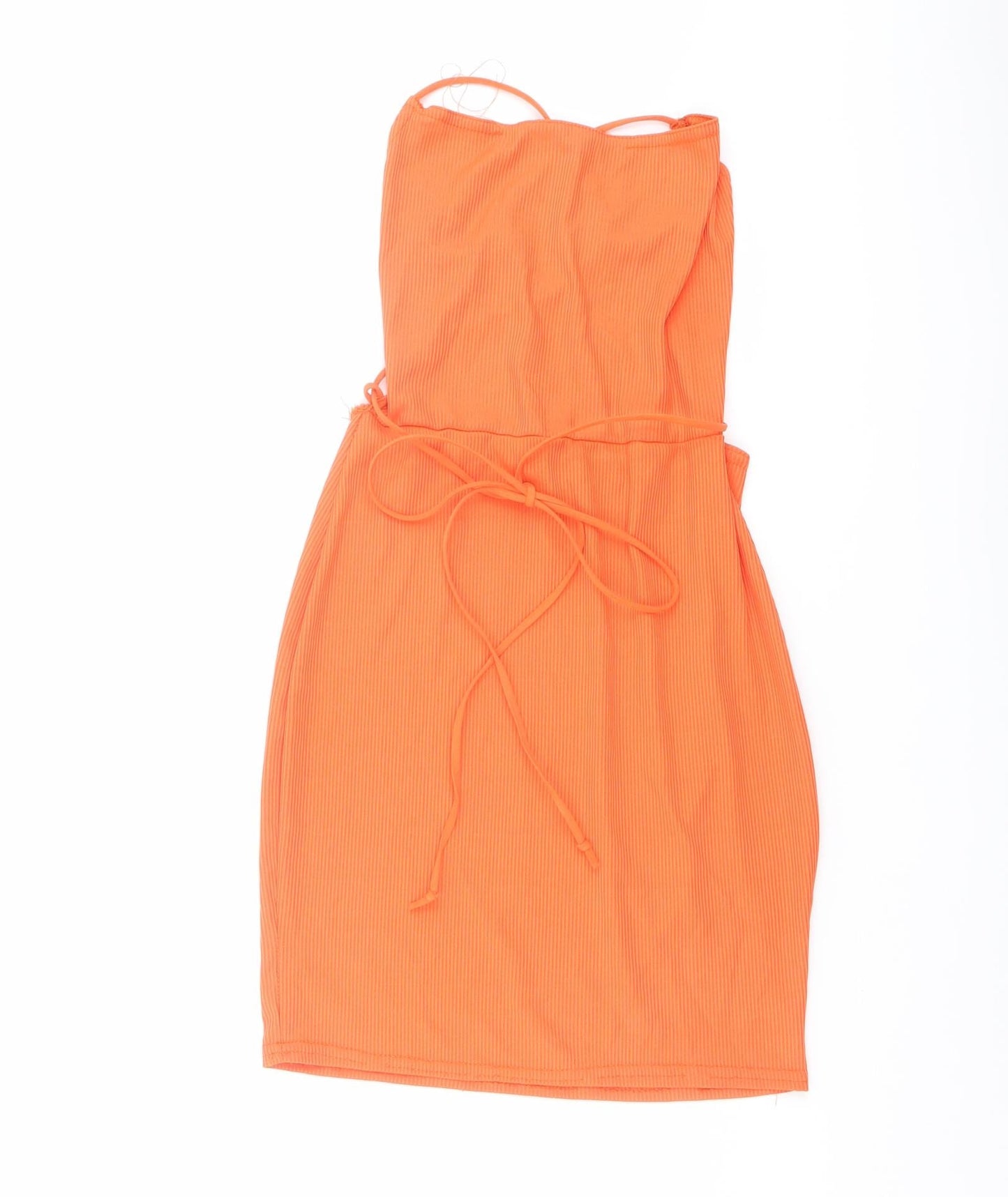 PRETTYLITTLETHING Womens Orange Polyester Bodycon Size 6 Square Neck Pullover