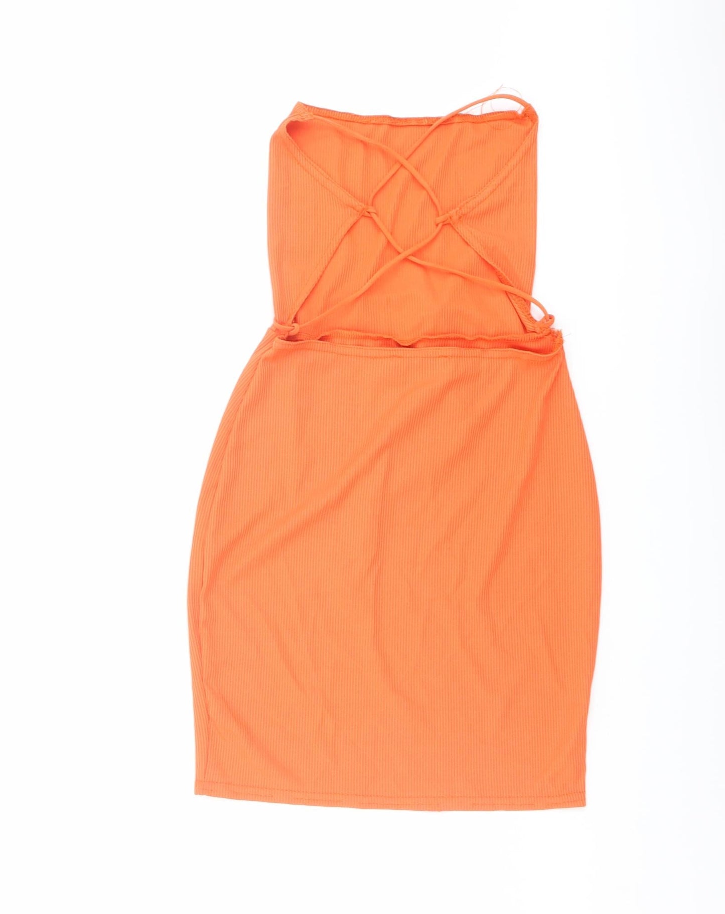 PRETTYLITTLETHING Womens Orange Polyester Bodycon Size 6 Square Neck Pullover