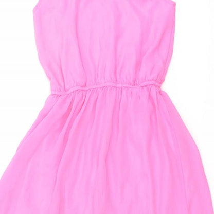 Star Girls Pink Polyester A-Line Size 9 Years Round Neck Button - Elastic Waist