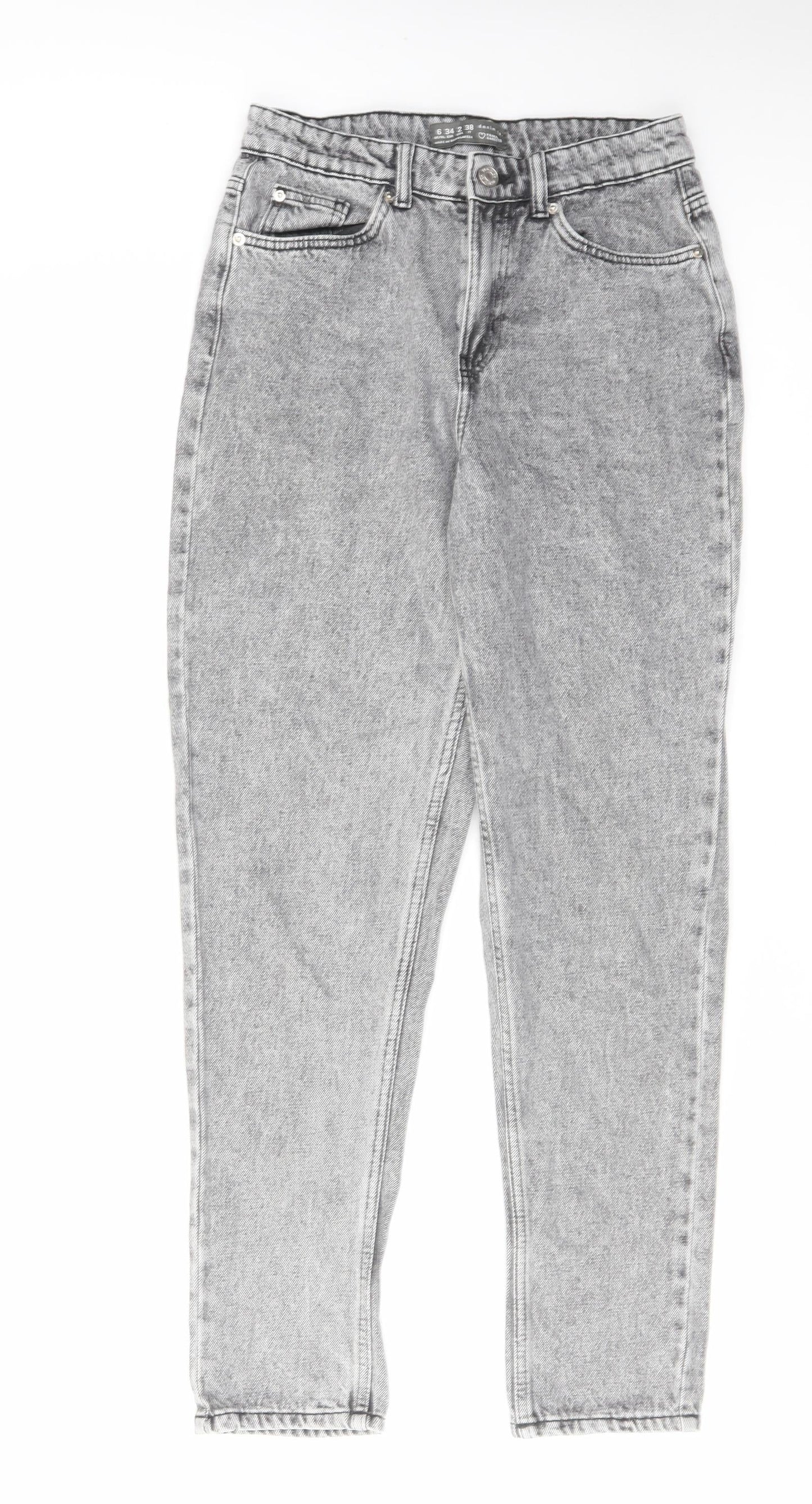 Denim & Co. Womens Grey Cotton Skinny Jeans Size 6 L28 in Regular Zip