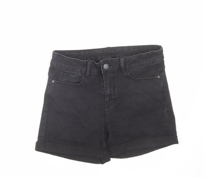 VERO MODA Womens Black Cotton Mom Shorts Size M L4 in Regular Zip