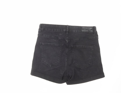 VERO MODA Womens Black Cotton Mom Shorts Size M L4 in Regular Zip