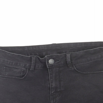 VERO MODA Womens Black Cotton Mom Shorts Size M L4 in Regular Zip