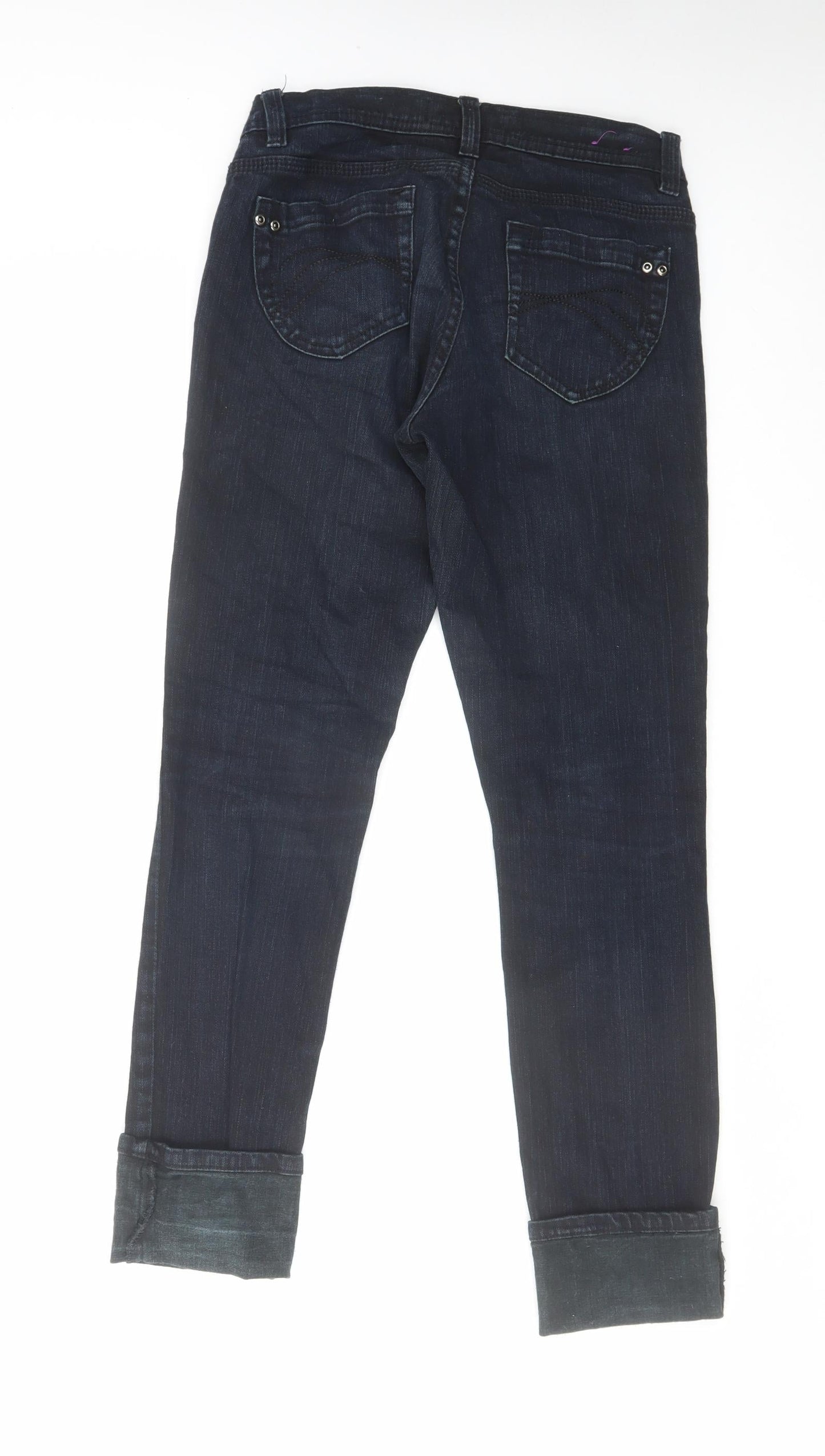 Womens UK Size 8 Disco Regular Fit Straight Blue Jeans
