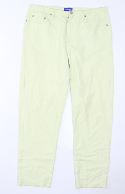 Liz Claiborne Womens Green Cotton Tapered Jeans Size 12 L28 in Regular Zip