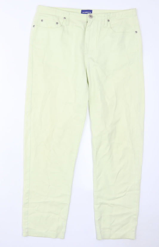 Liz Claiborne Womens Green Cotton Tapered Jeans Size 12 L28 in Regular Zip